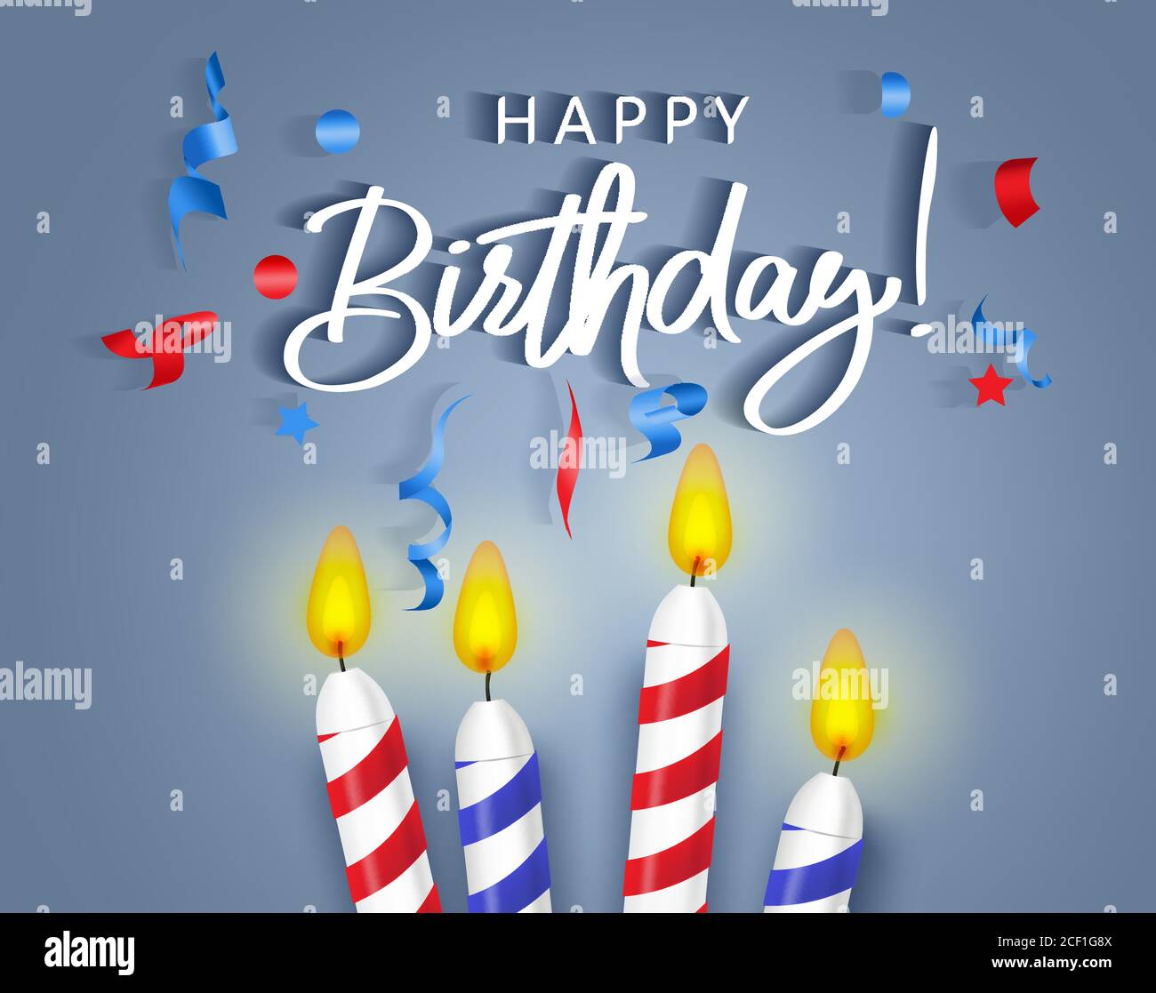 Birthday vector background banner design. Happy birthday typography greeting text with colorful light and confetti elements for party Stock Vector Image Art -