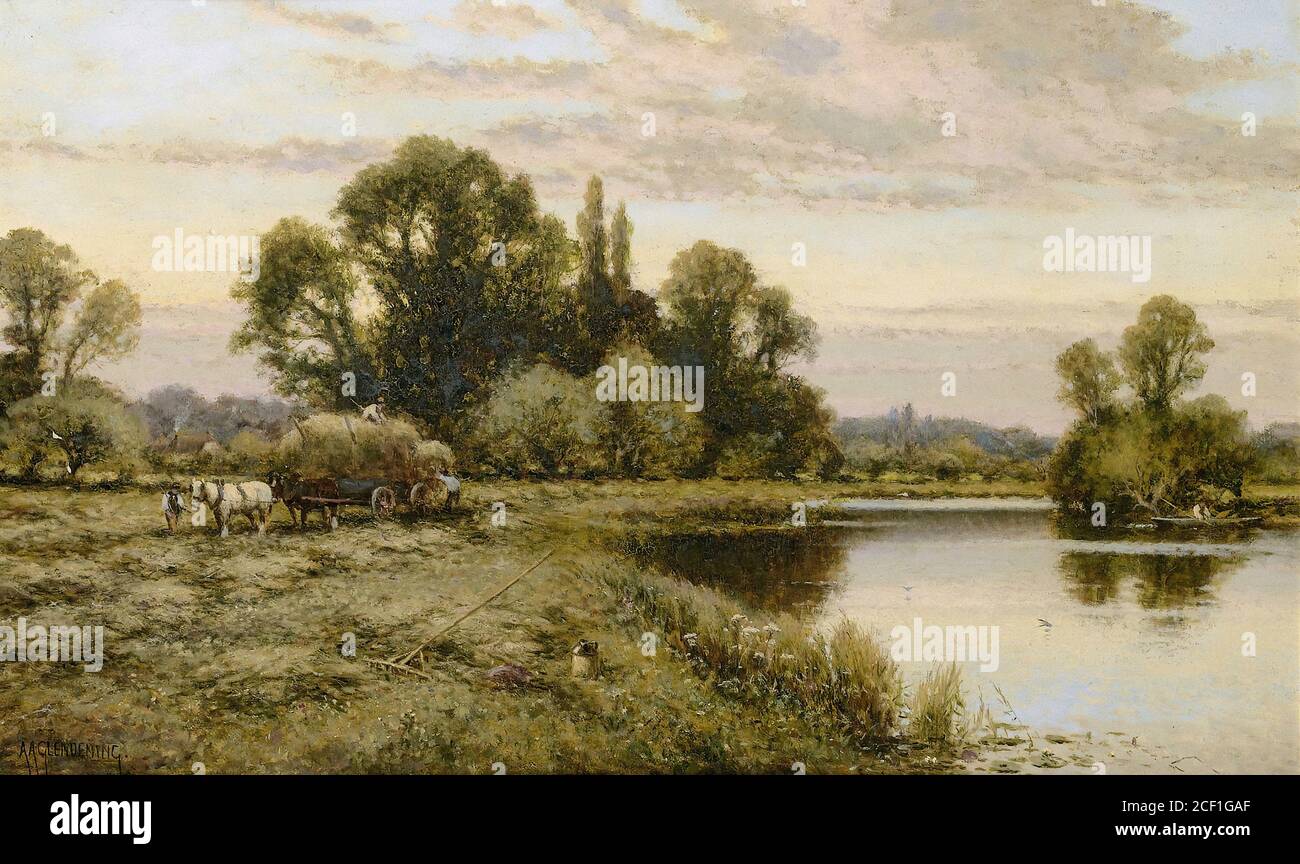 Glendening I Alfred August - Carting Hay by the Thames - British School - 19th  Century Stock Photo