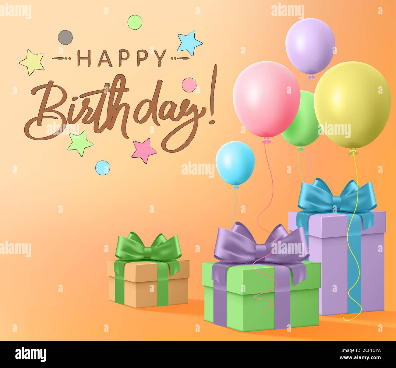 Happy birthday vector template design. Birthday greeting text with ...