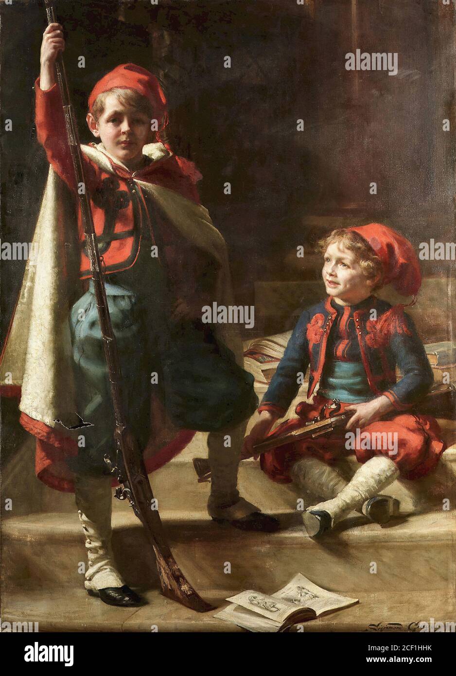 goetze, sigismund christian hubert - Zouaves. Portrait of Francis and Philip Mond, Sons of Emile Mond - 19230753561 4dc4ffbf28 o Stock Photo
