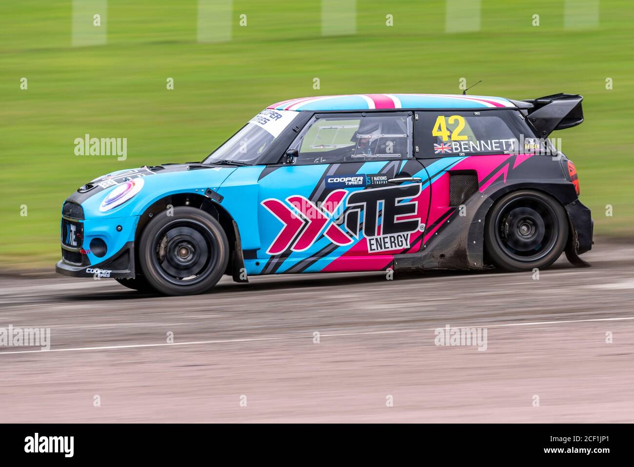 Oliver Bennett in BMW Mini Cooper S racing in the Supercars at the 5  Nations British Rallycross event at Lydden Hill, Kent, UK. During COVID-19  Stock Photo - Alamy