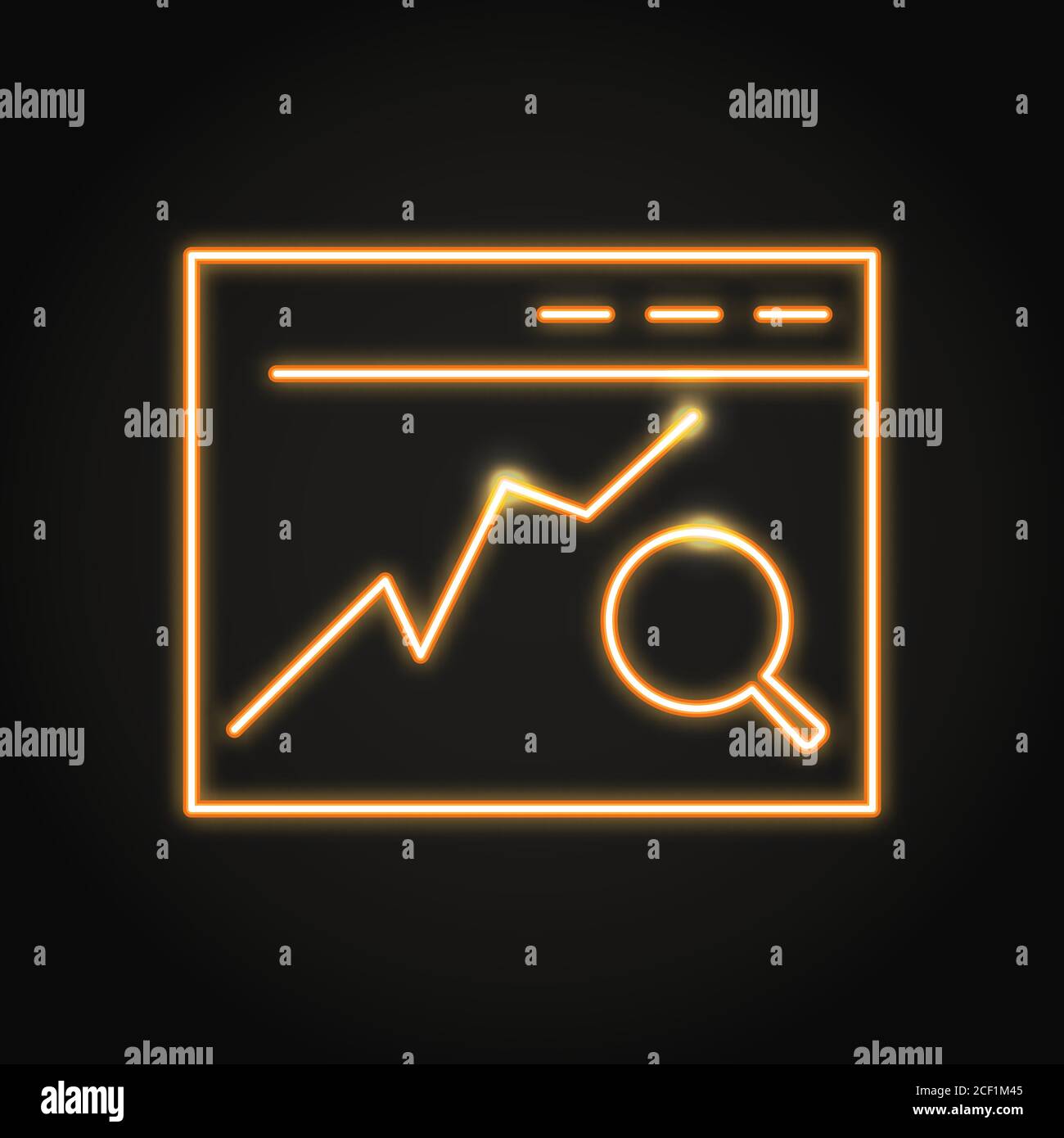 Search engine optimization icon in neon line style. SEO data analysis concept. Vector illustration. Stock Vector