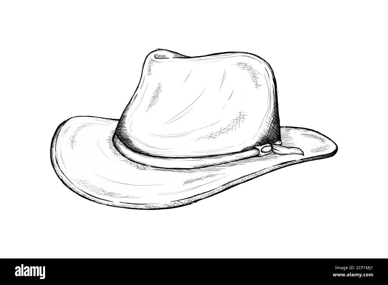 cowboy hat sketch for wild west icon sketch hand drawn illustration isolated with white background Stock Vector