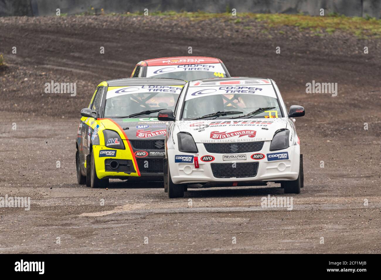 Benjamin Sayer in Suzuki Swift racing in the Juniors class at the 5 Nations British Rallycross event at Lydden Hill, Kent, UK. During COVID-19 Stock Photo