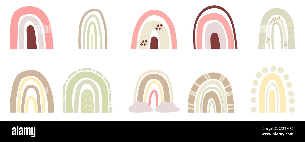 hand drawn rainbows collection. Scandinavian design. Sweet rainbow ...