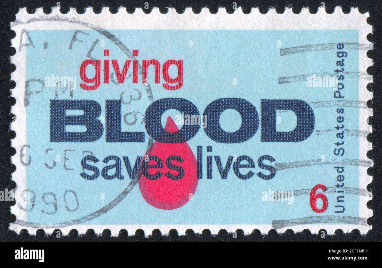UNITED STATES - CIRCA 1971: stamp printed by United States of America, shows drop of blood, circa 1971 Stock Photo