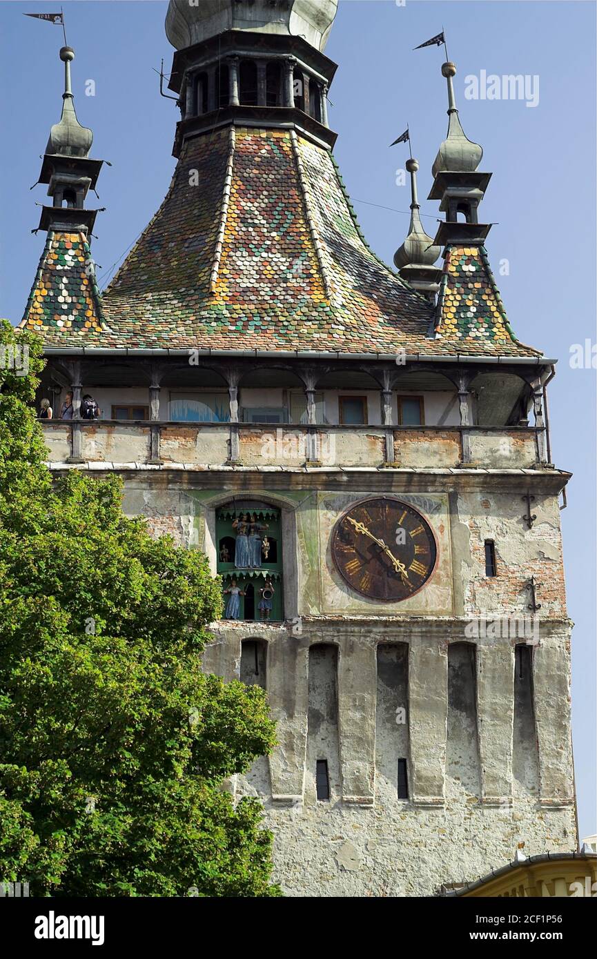 Sighișoara Romania, Stundturm, clock tower, wieża zegarowa. Stock Photo