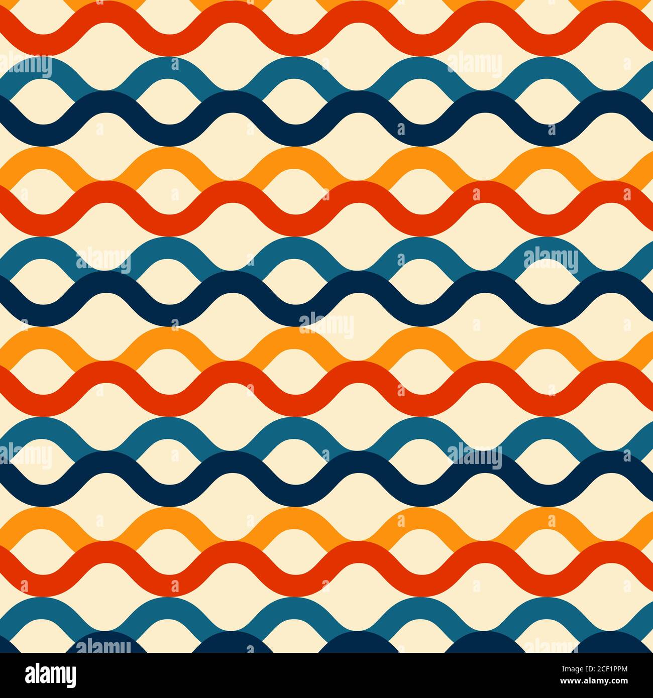 Wave lines seamless pattern retro color style background. Vector illustration Stock Vector