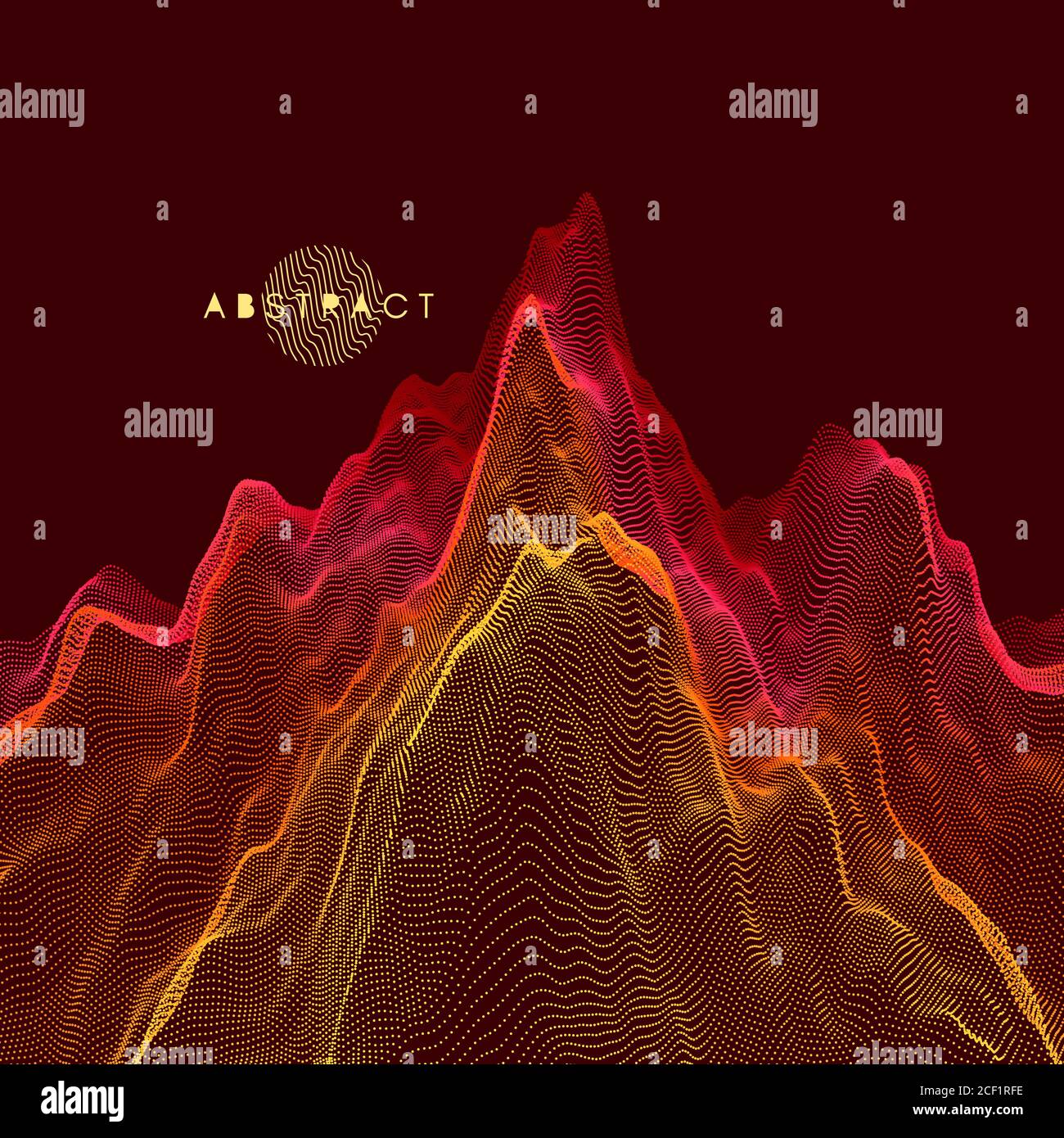 Landscape background. Terrain. Cyberspace grid. 3d technology vector illustration with particle. Stock Vector