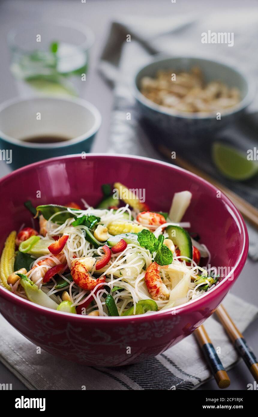 Vietnamese crayfish noodle salad Stock Photo