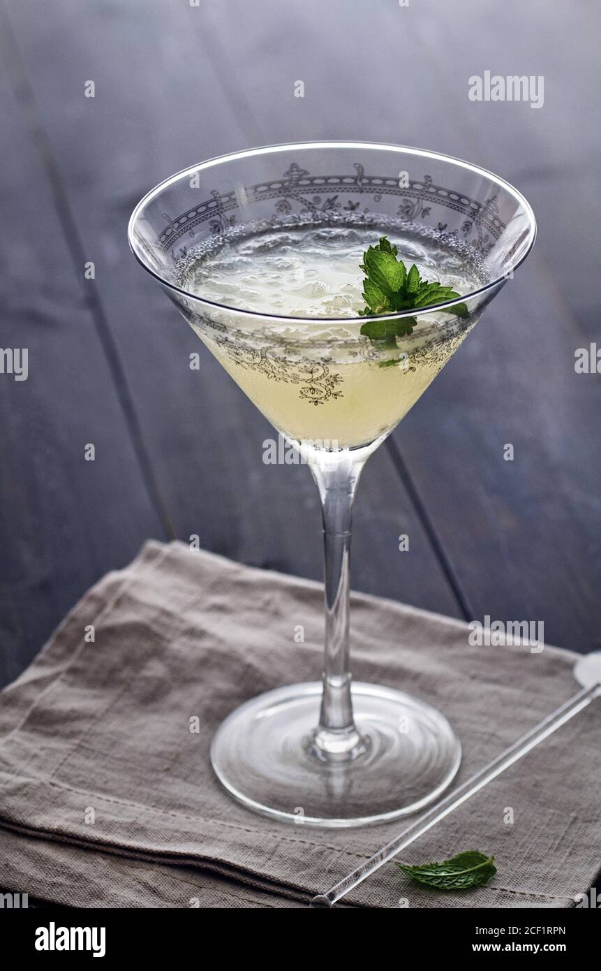 Gin lime mint cocktail in decorative glass Stock Photo
