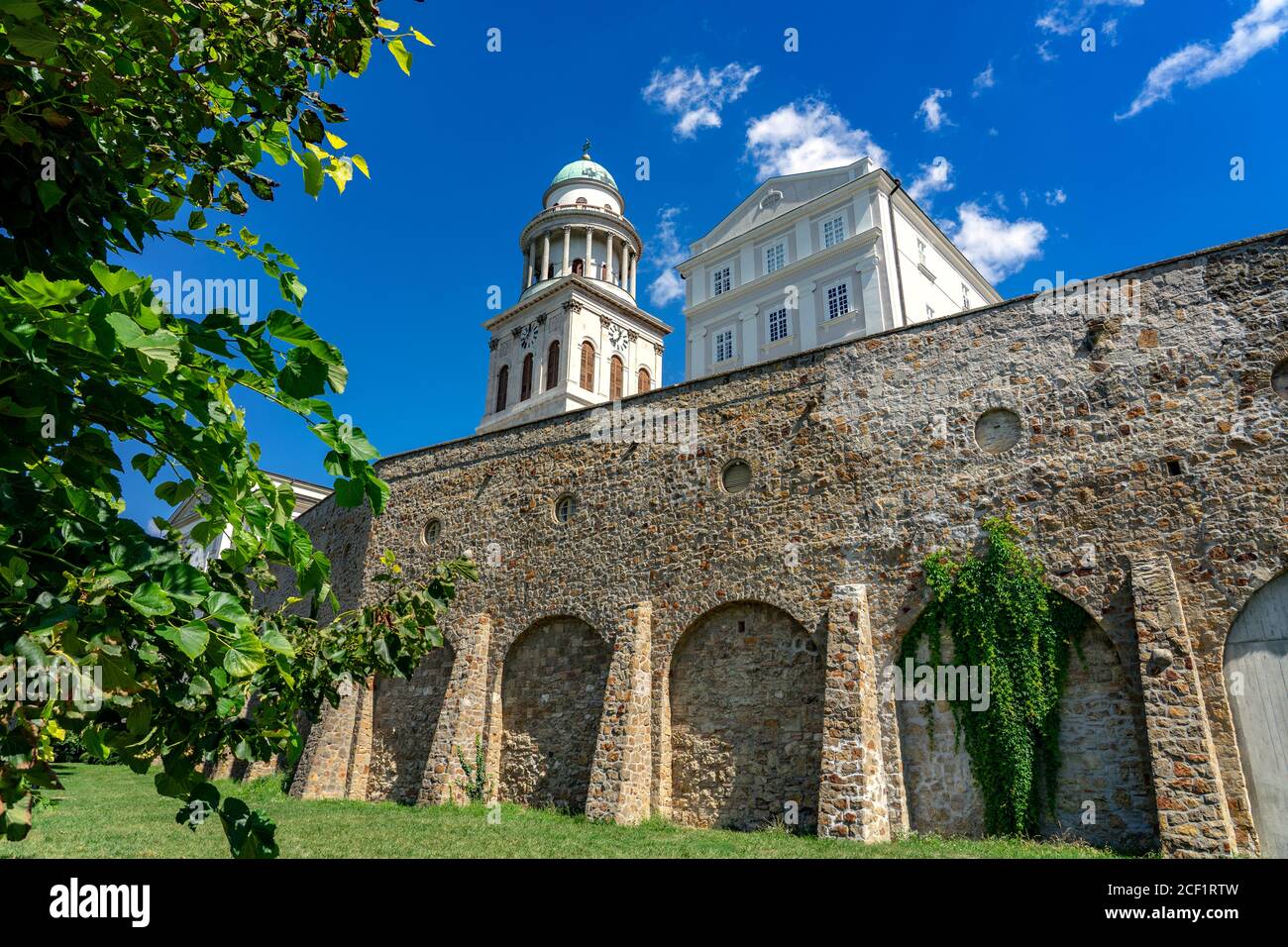 Pannonhalma arch abbey with nice summer sky in Hungary Stock Photo