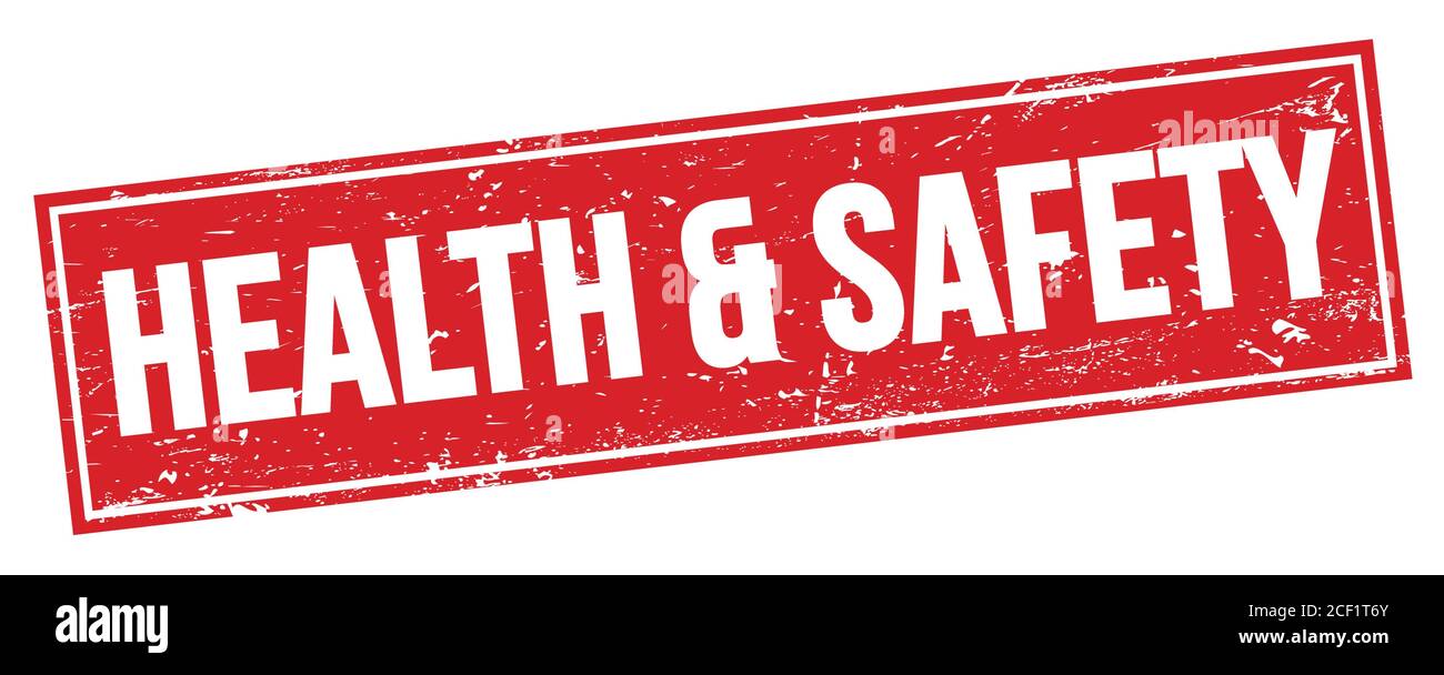 HEALTH & SAFETY text on red grungy rectangle stamp sign Stock Photo - Alamy