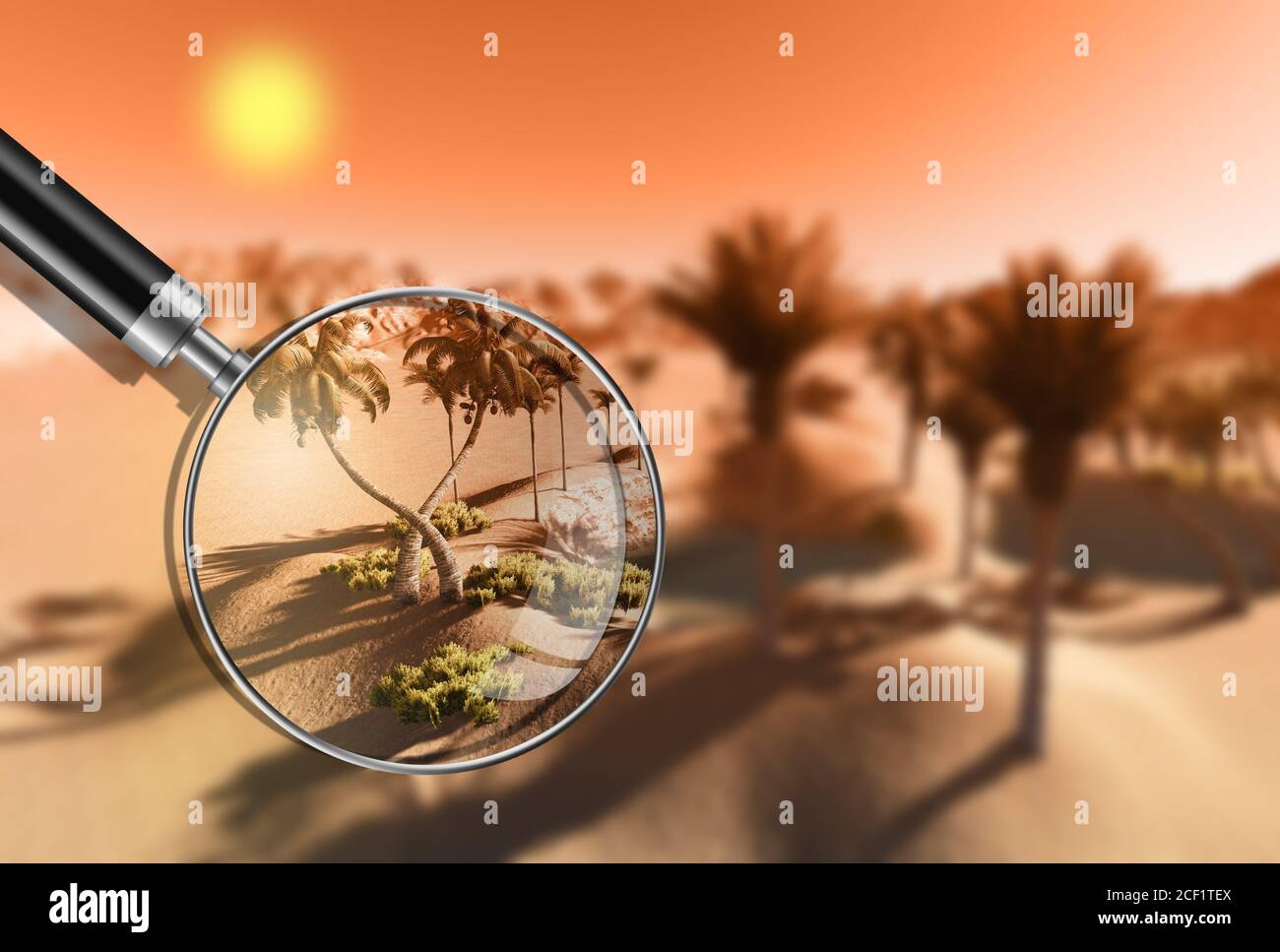 Oasis In The Desert Made In 3d Software Stock Photo Alamy