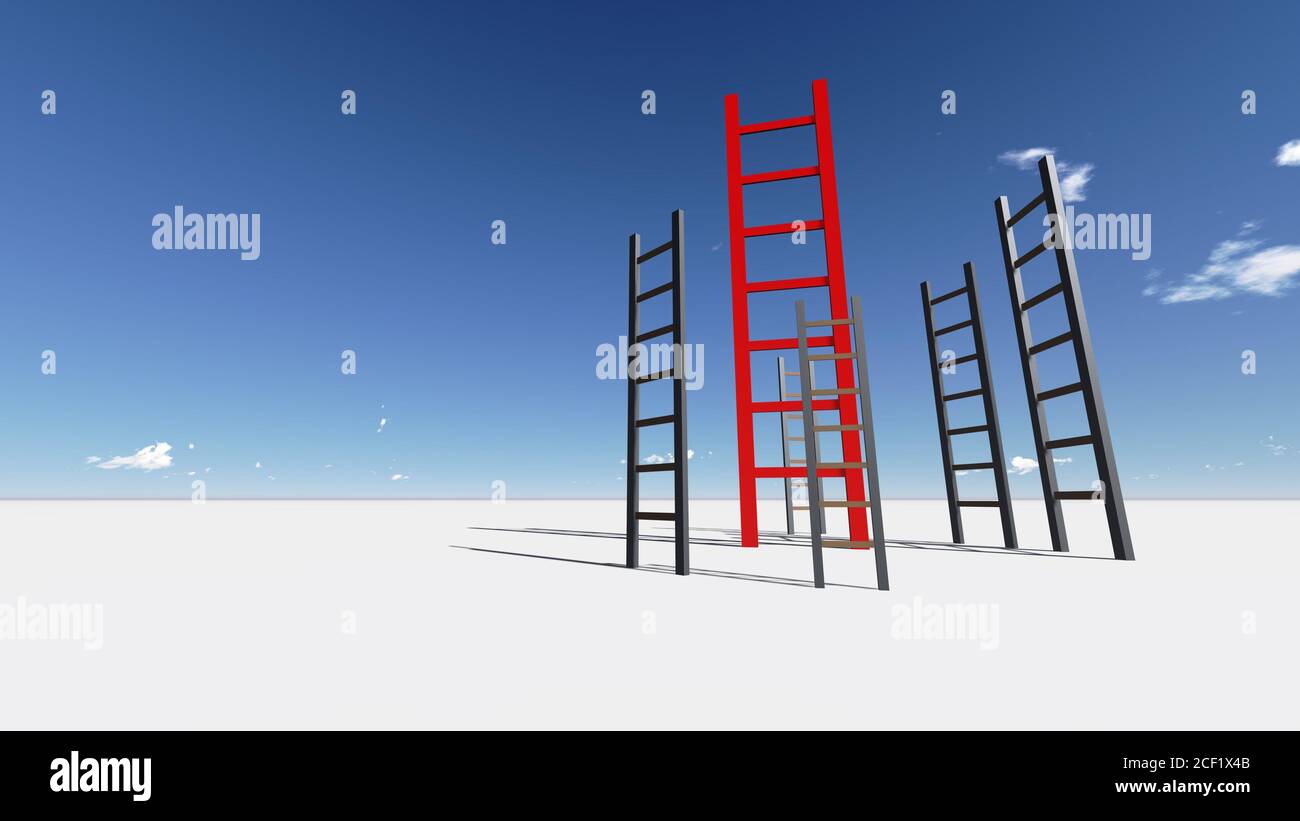 Ladder of Success made in 3d software. Stock Photo