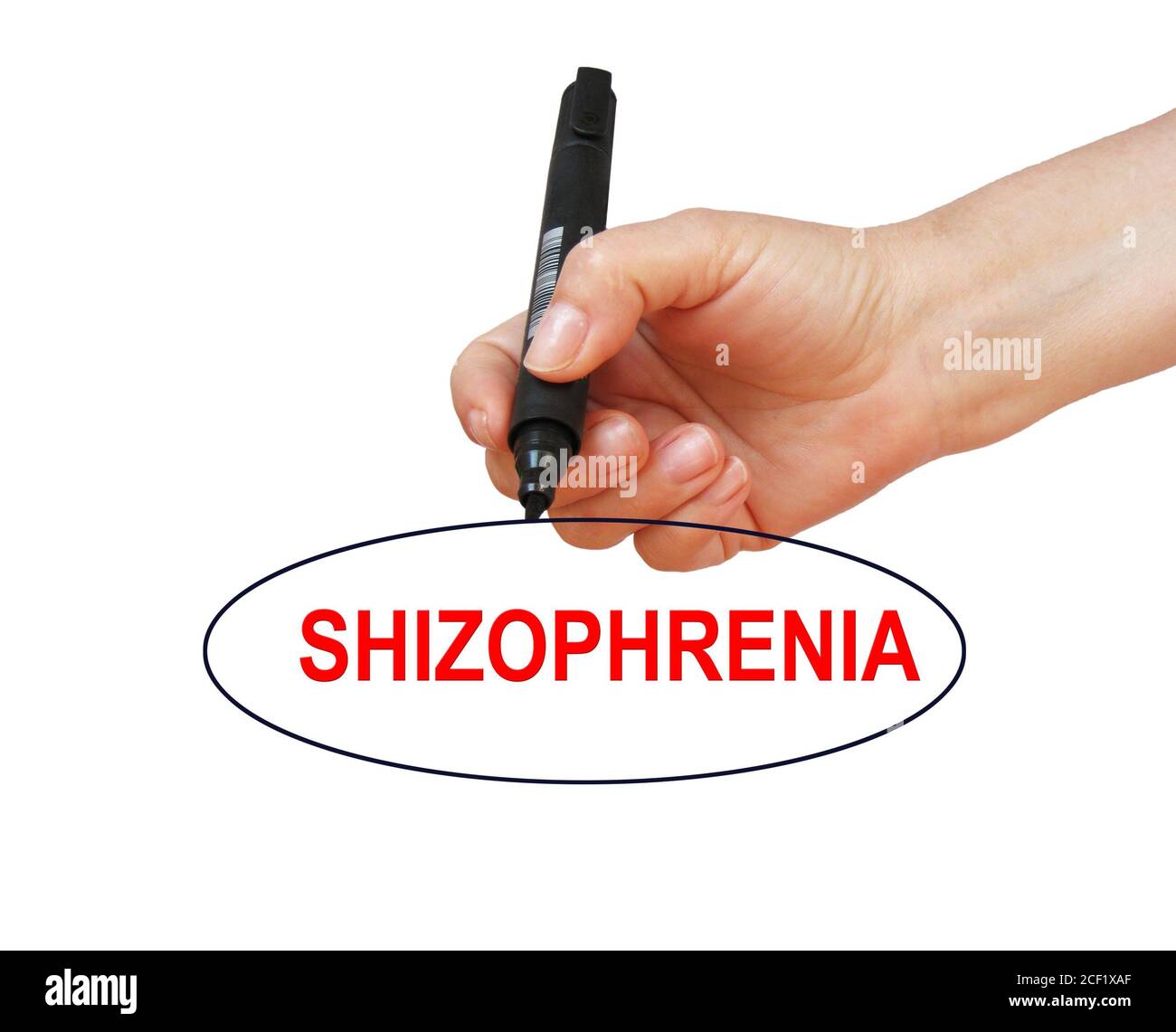 writing word Schizophrenia with marker on white background made in 2d software. Stock Photo
