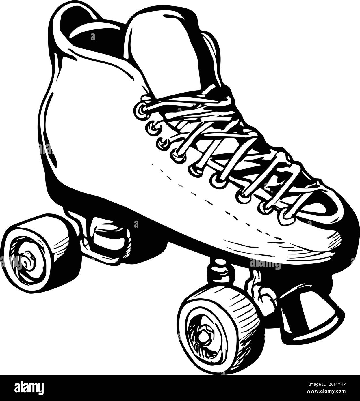 Stencil illustration of vintage woman or ladies roller derby skates on  isolated background done in black and white retro style Stock Vector Image  & Art - Alamy