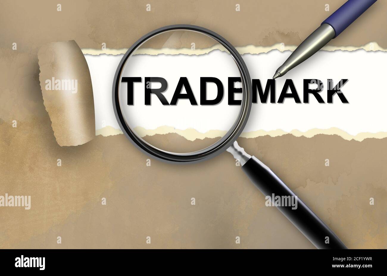 Trademark text made in 3d software. Stock Photo