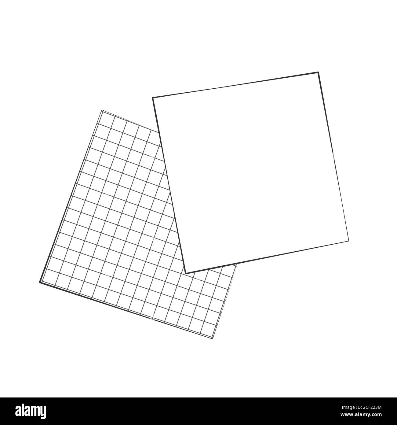 Note blank sheets of squared paper lays on the surface illustration