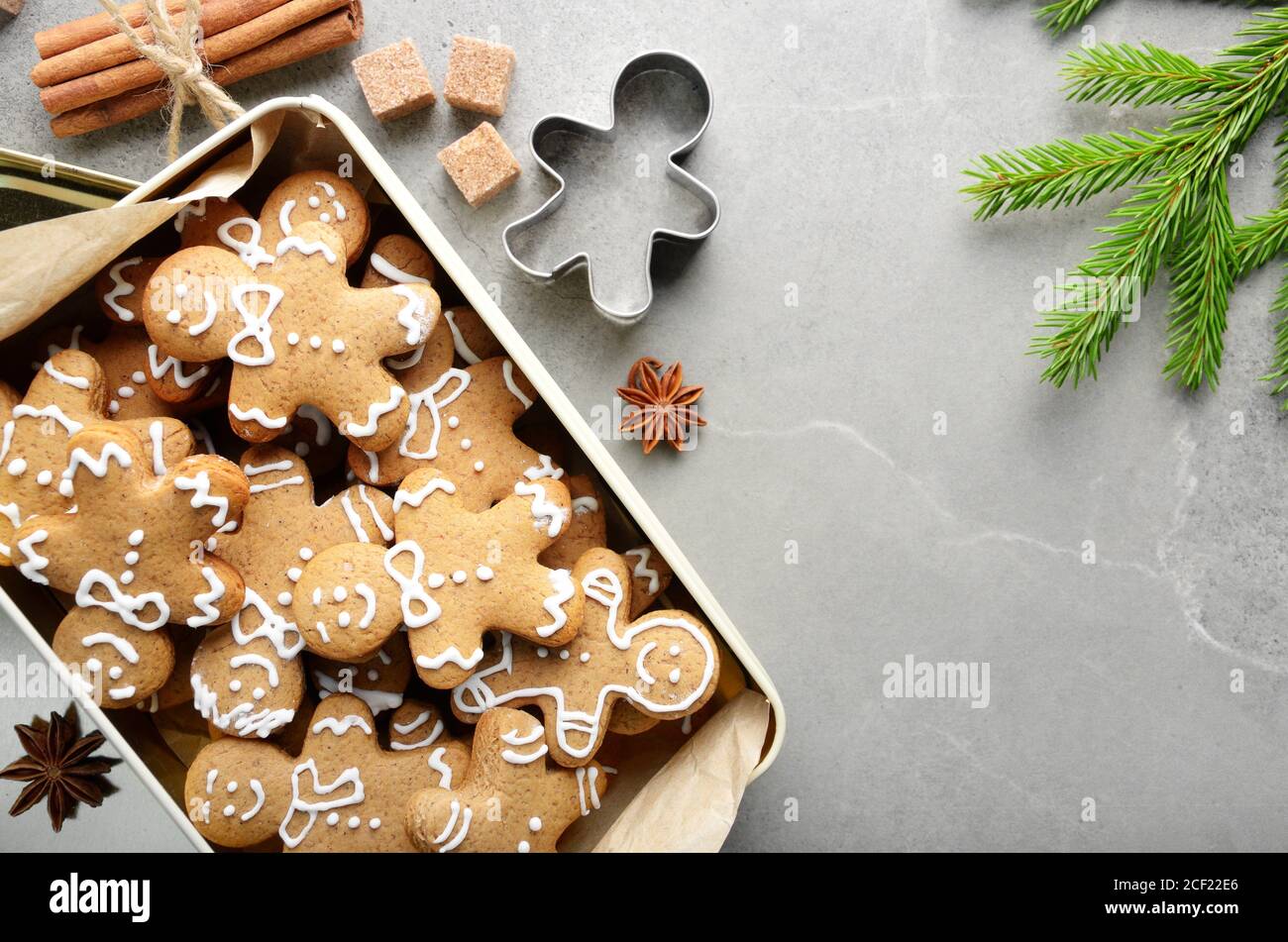 Flat Lay With Christmas Cookies On Baking Pan Christmas Wreath And Cookie  Cuttrers On Wooden Surface Stock Photo - Download Image Now - iStock