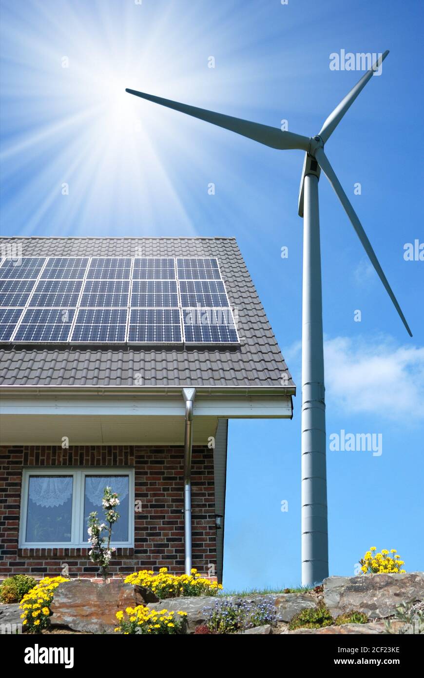 Solar panels roof wind power hi-res stock photography and images - Alamy