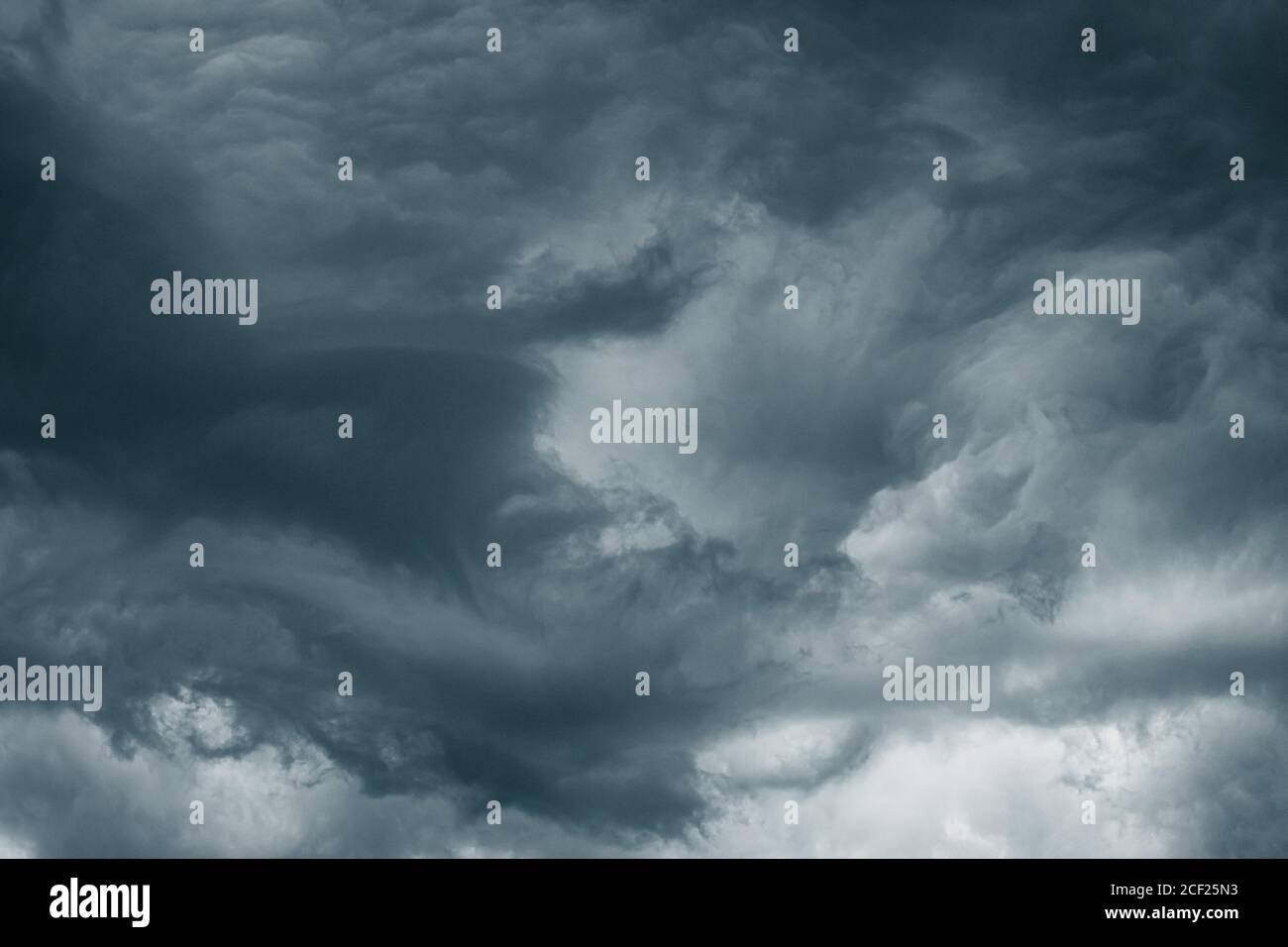 Stormy Sky Before Rain Thunderstorm. Storm Cloudy Sky Background. Stock Photo