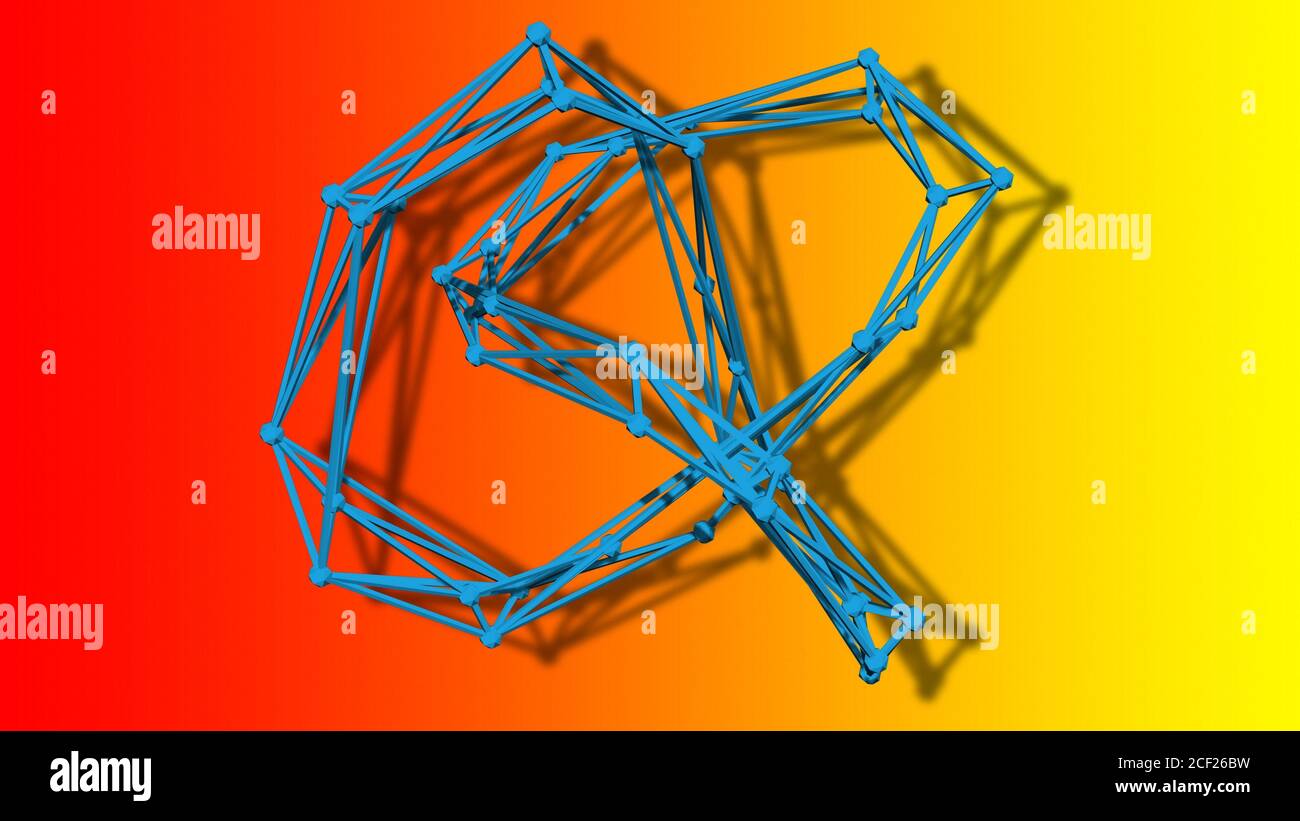 wire frame model of torus knot - 3D Rendering. Stock Photo