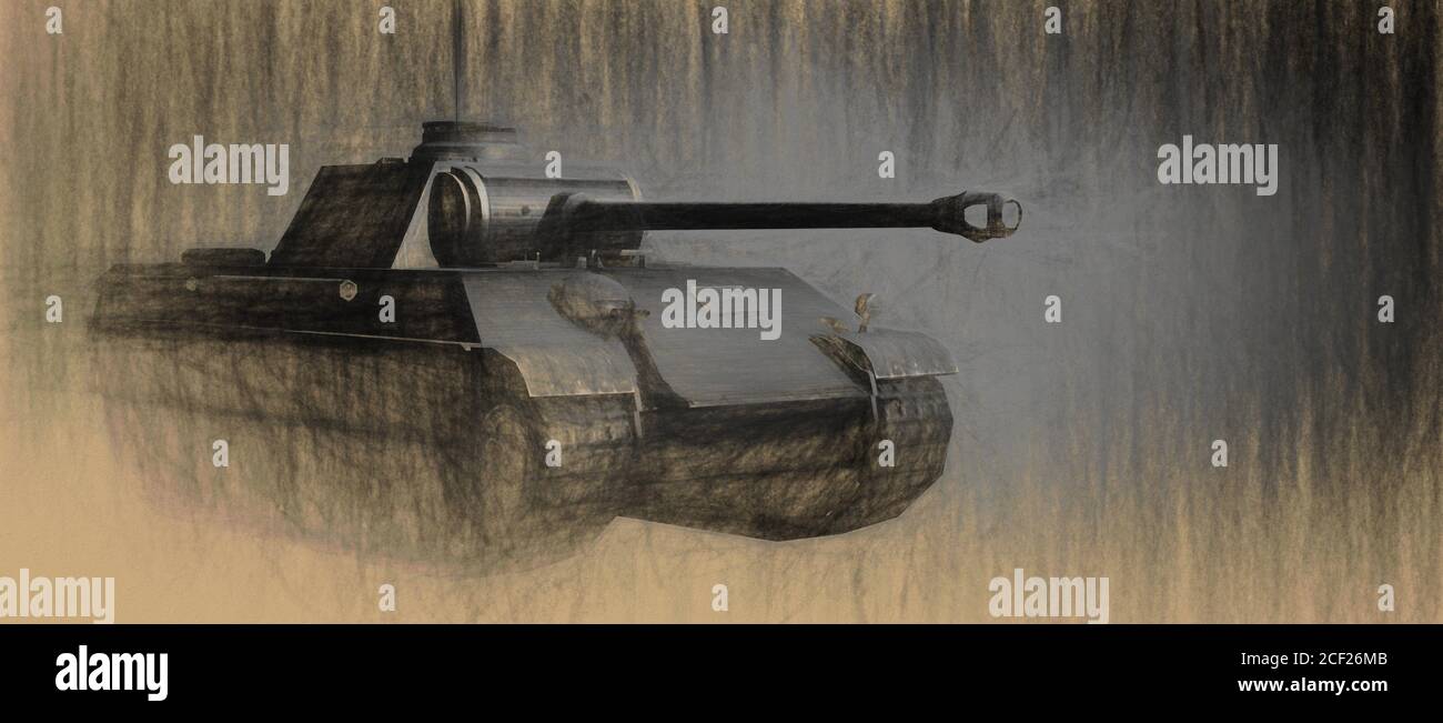 3d illustration of military Tank. Stock Photo