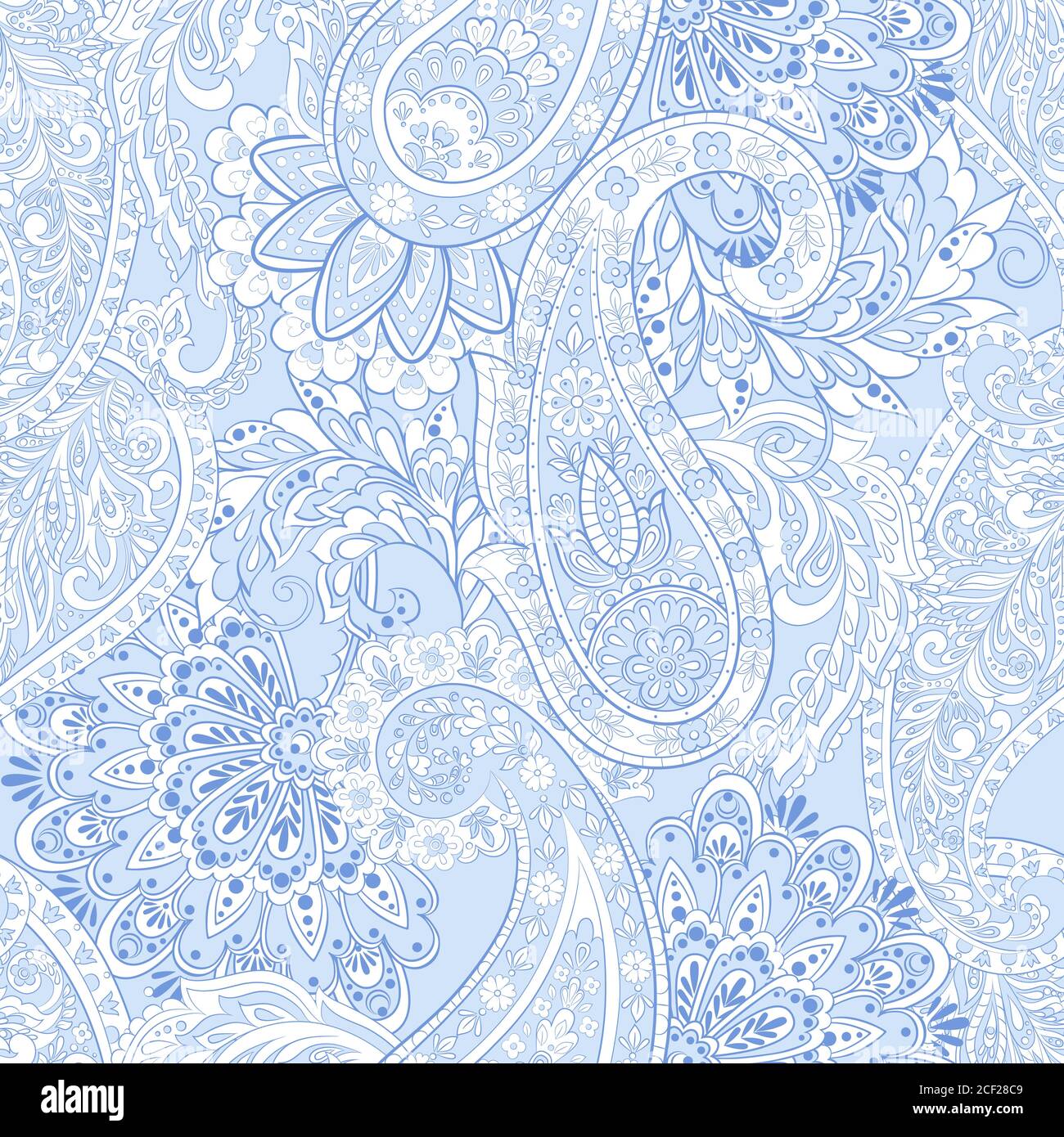 Floral seamless pattern with paisley ornament. Vector illustration in ...