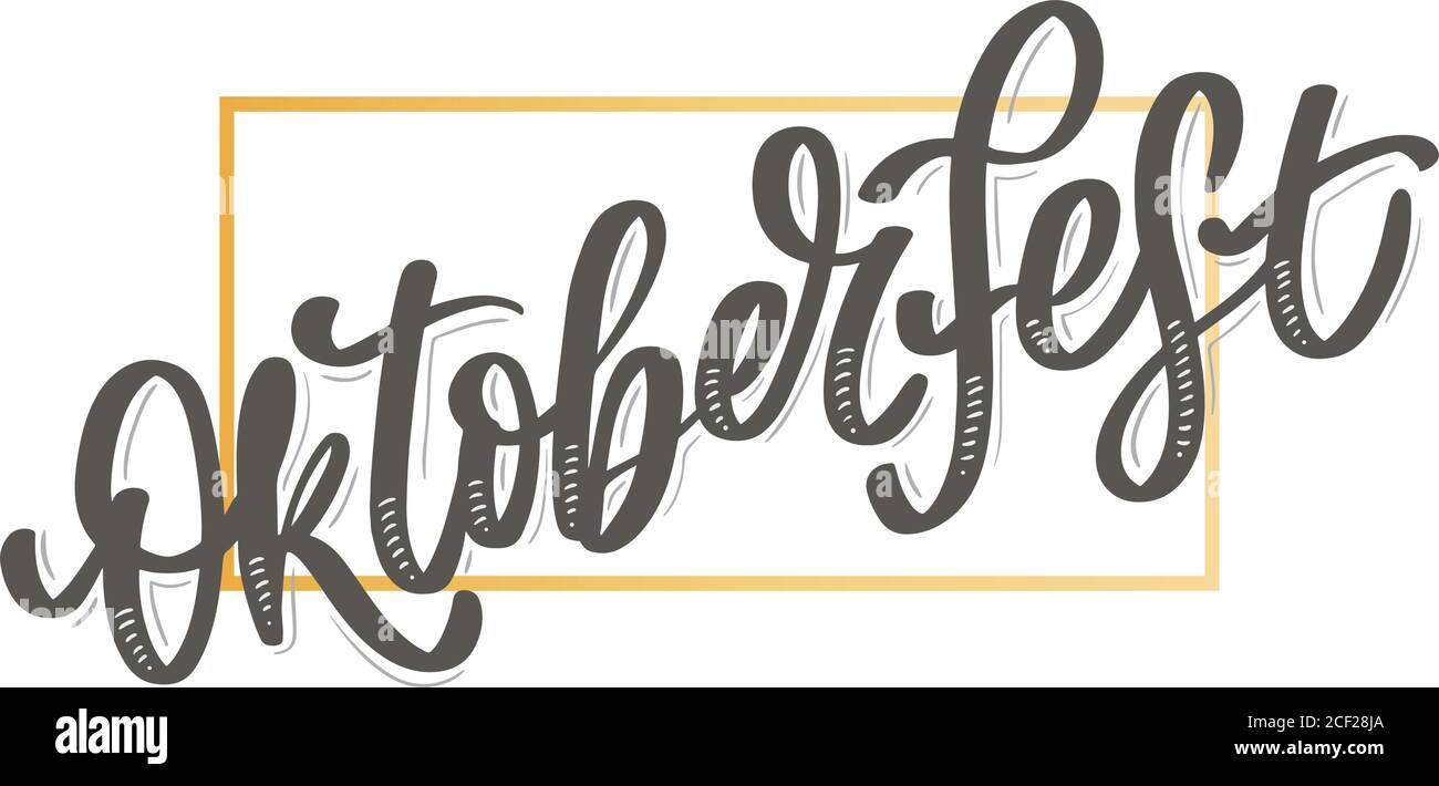 Oktoberfest celebration background. Happy Oktoberfest in German Lettering typography. Beer festival decoration badge icon. Stock Vector