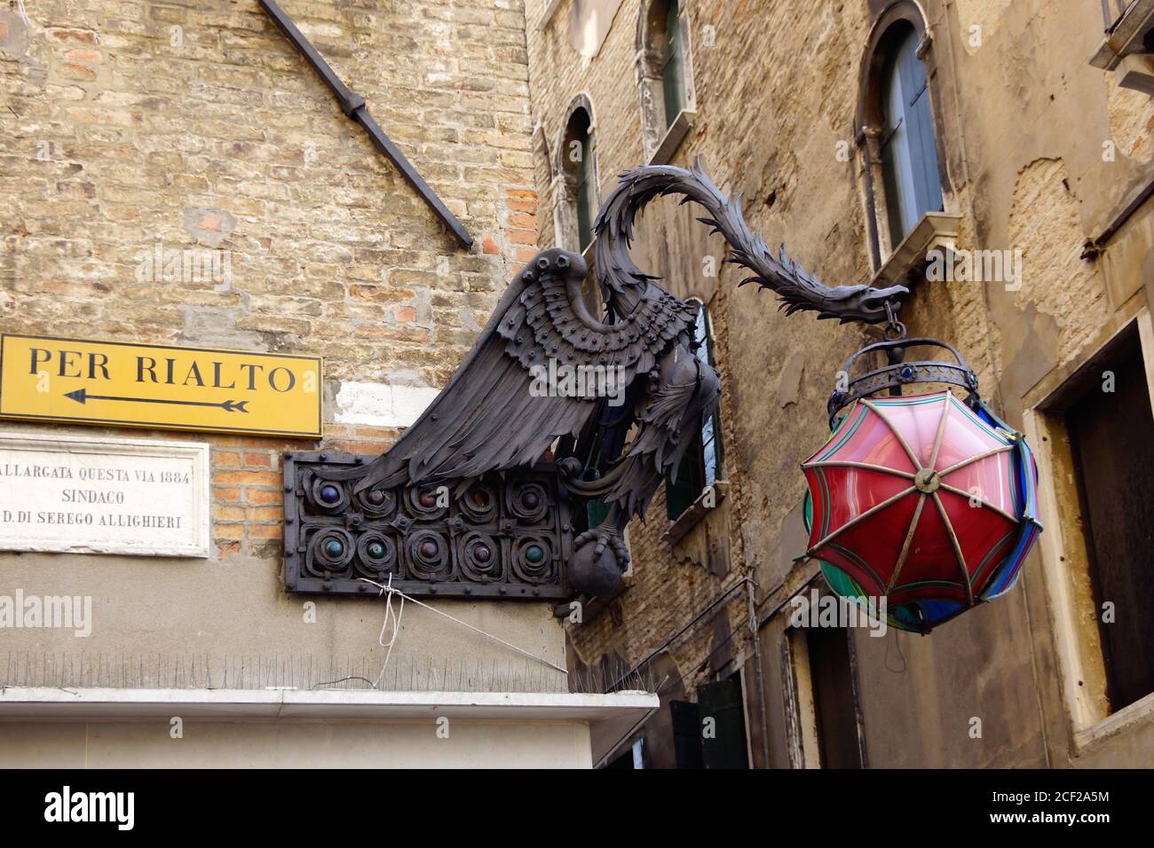 Venice (Italy). Old design lamppost in the city of Venice. Stock Photo