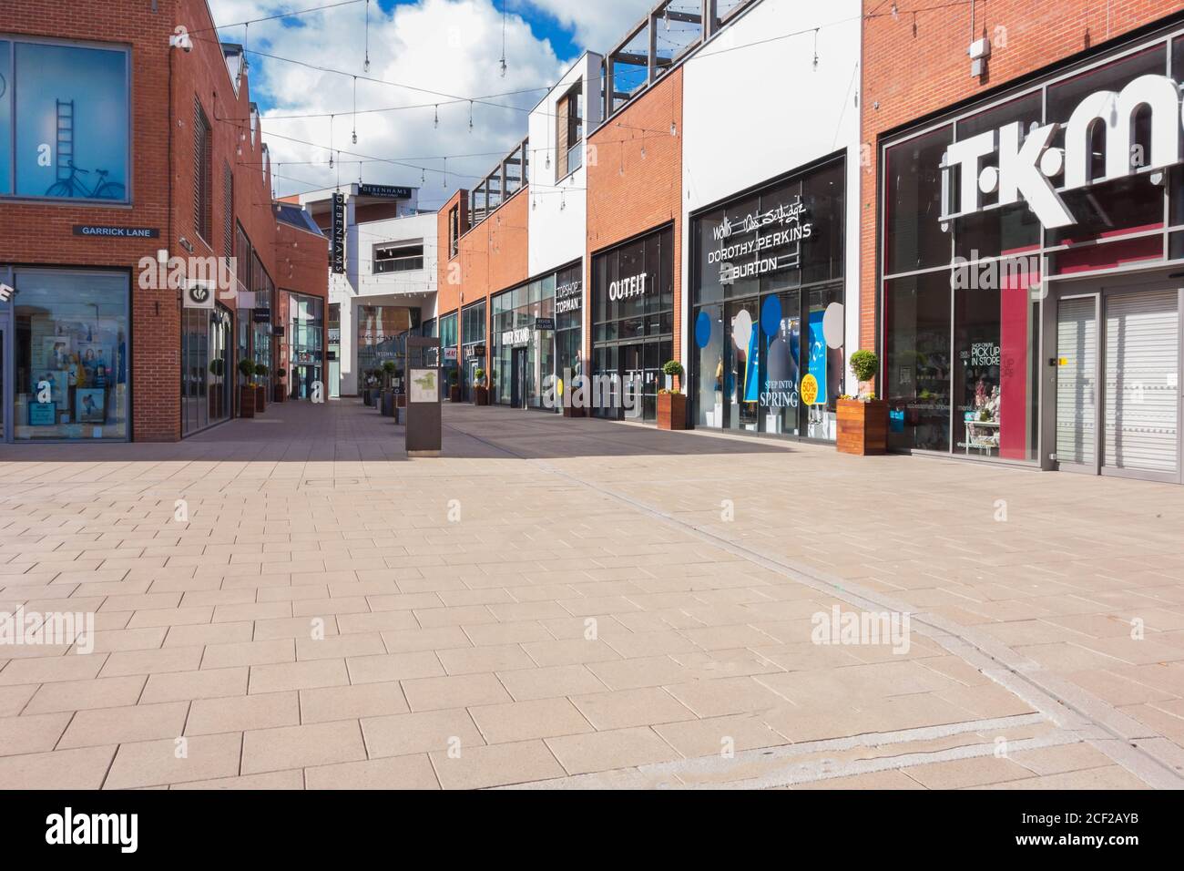 Closed shops and deserted streets as Covid 19 restrictions are still law. Hereford Herefordshire UK. May 2020. Stock Photo