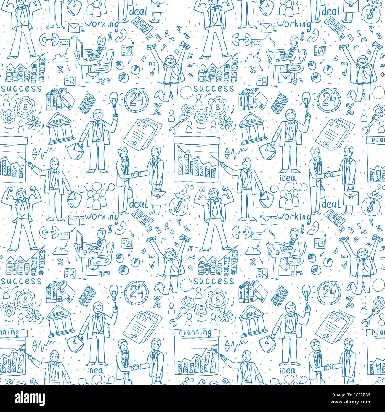 Business People seamless Doodles. Hand drawn Vector pattern Stock Vector