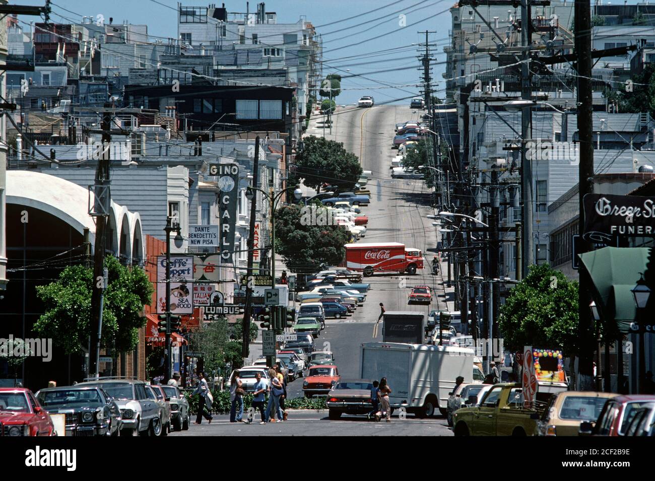 STREETS OF SAN FRANCISCO WITH COCA COLA TRUCK, CALIFORNIA, USA, 1970s Stock Photo