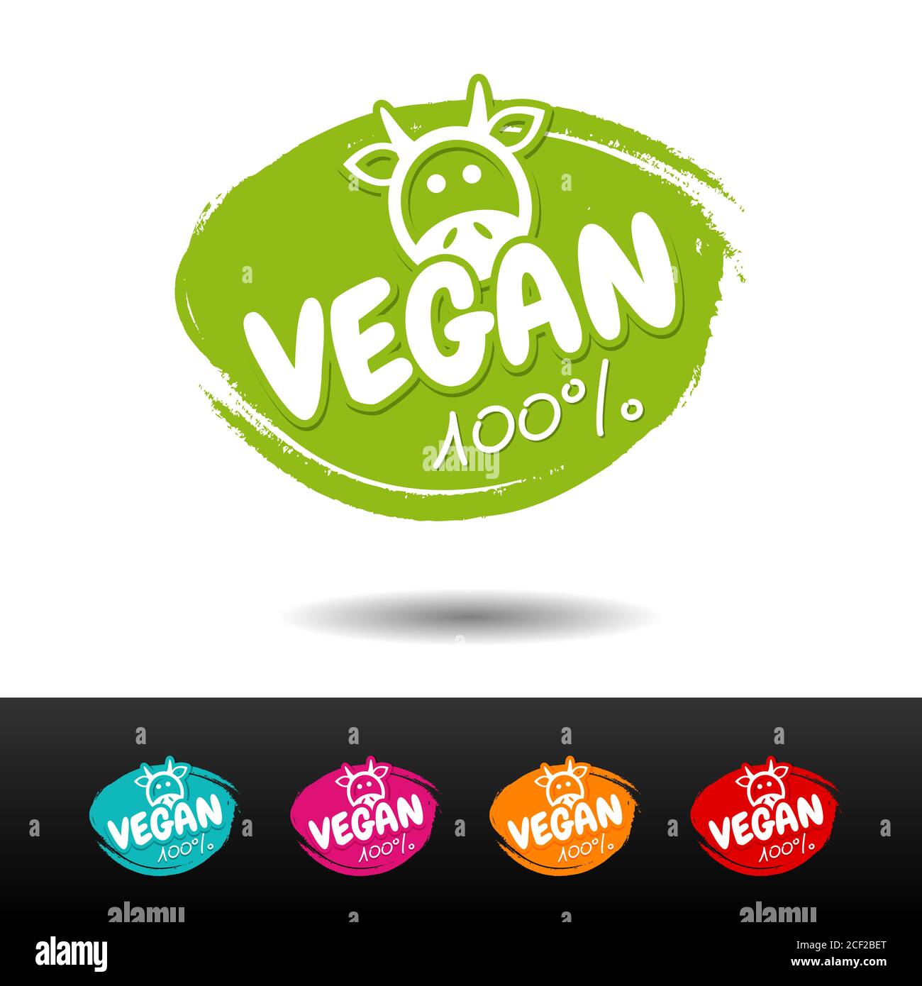 Set of 100% vegan badges. Vector hand drawn labels Stock Photo - Alamy
