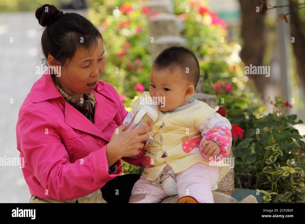 Mother and son, people of yunnan, china Stock Photo
