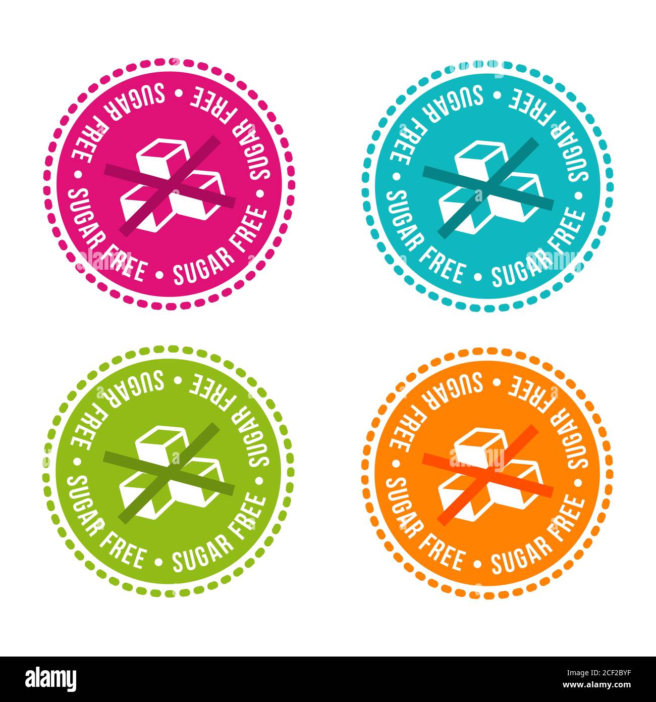 Set of Allergen free Badges. Sugar free. Vector hand drawn Signs. Can be used for packaging Design. Stock Photo