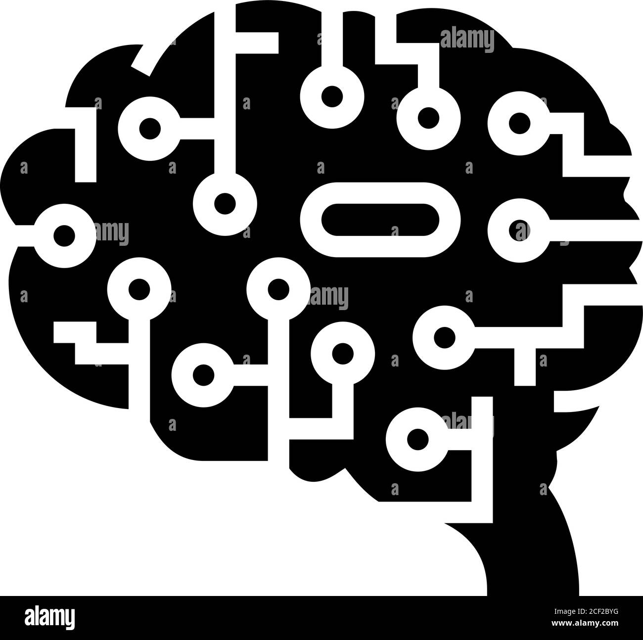 artificial intelligence brain glyph icon vector illustration Stock ...