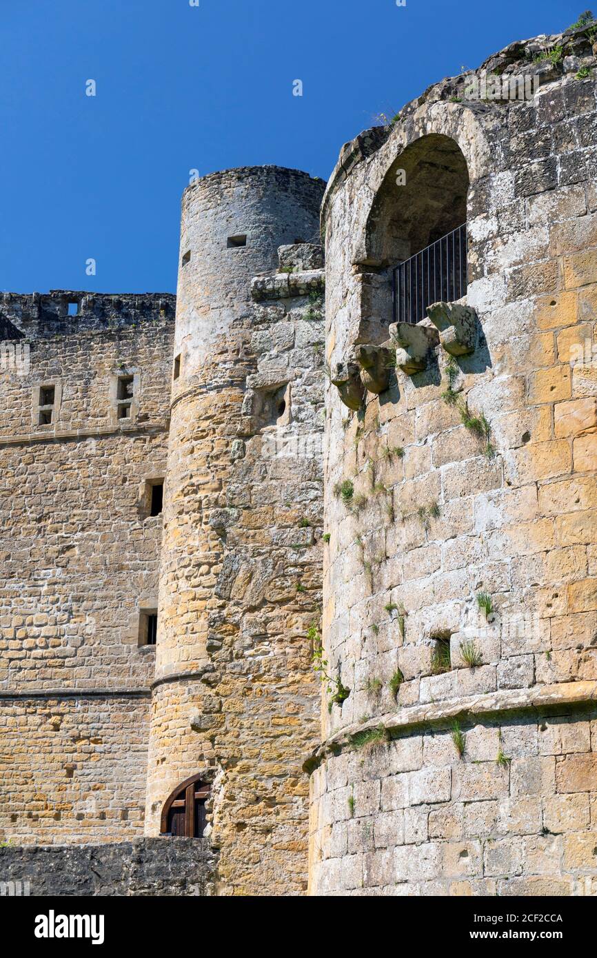 Europe, Luxembourg, Grevenmacher, Beaufort Castle (Detail of fortifications). Stock Photo