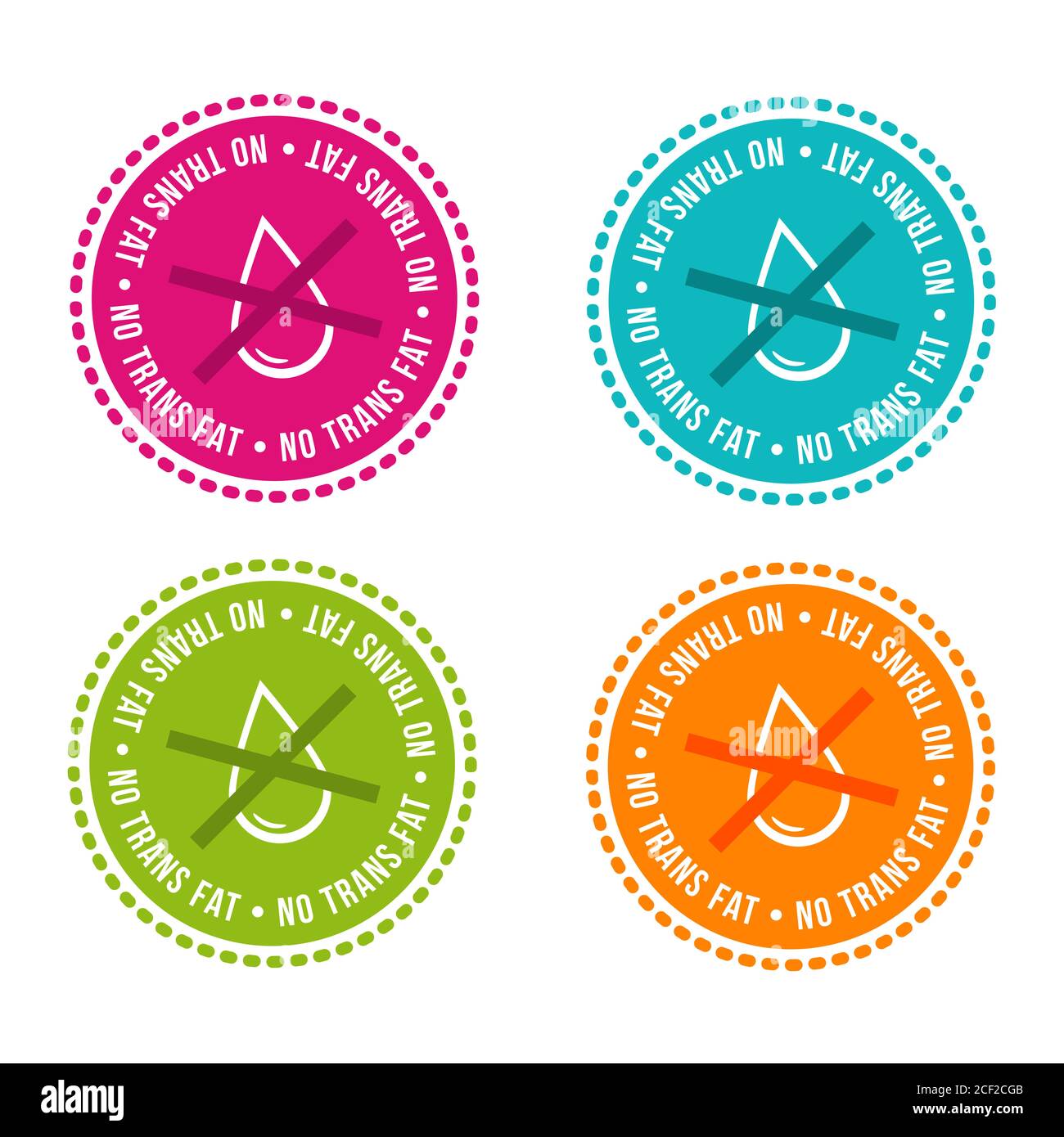 Set of Allergen free Badges. No trans fat. Vector hand drawn Signs. Can be used for packaging Design. Stock Photo