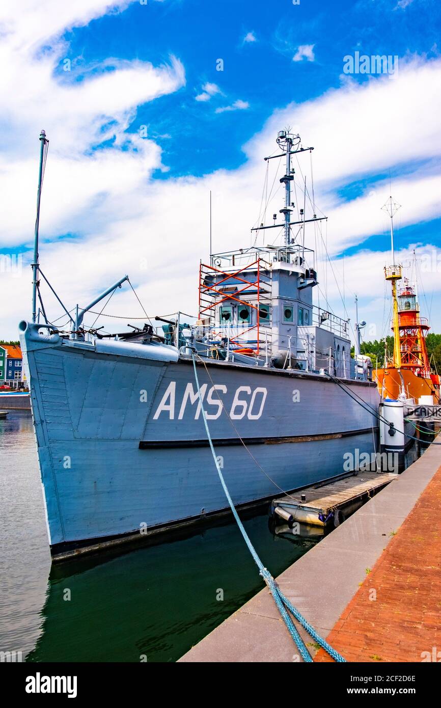 Minesweeper in the harbour of Hellevoetsluis, The Netherlands, Europe ...