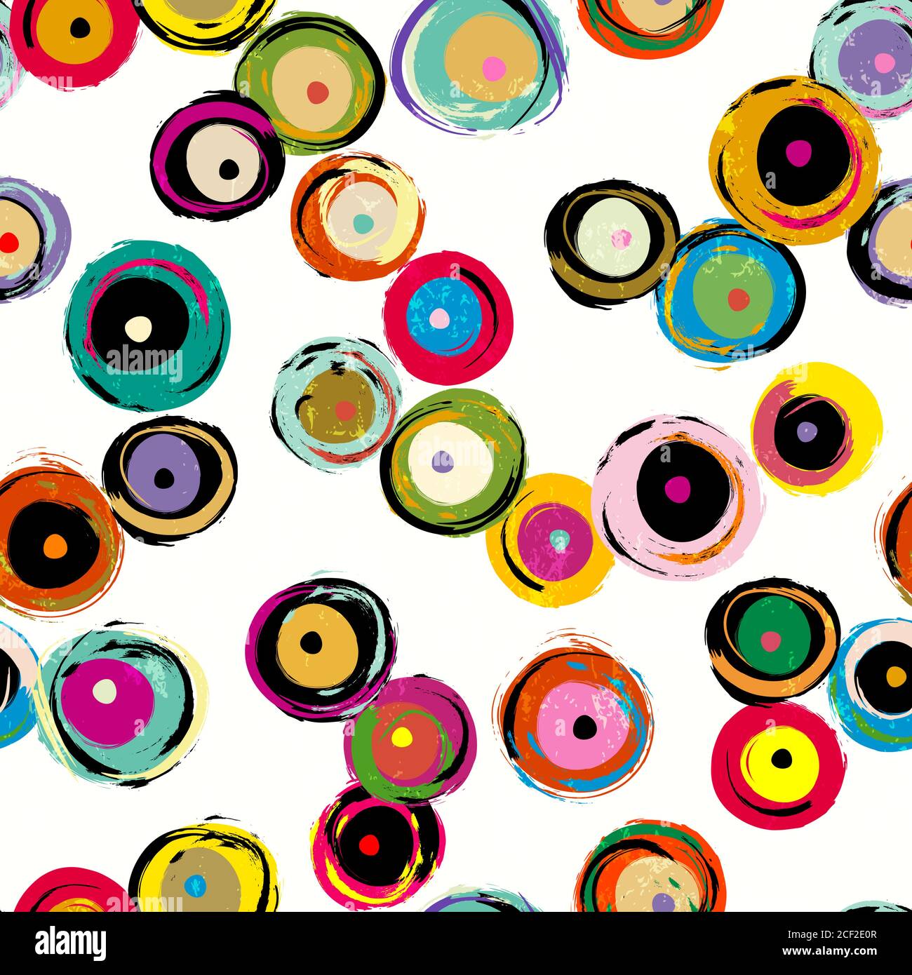 seamless background pattern, with circles/dots, strokes and splashes, multicolor Stock Vector