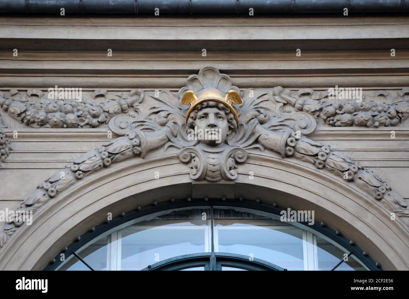 Mercury on the facade of Magasin du Nord in Copenhagen Stock Photo