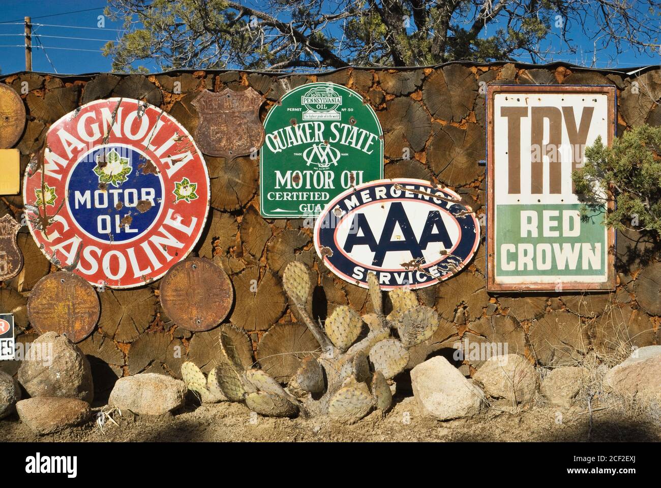 Old signs at Pinos Altos, New Mexico, USA Stock Photo