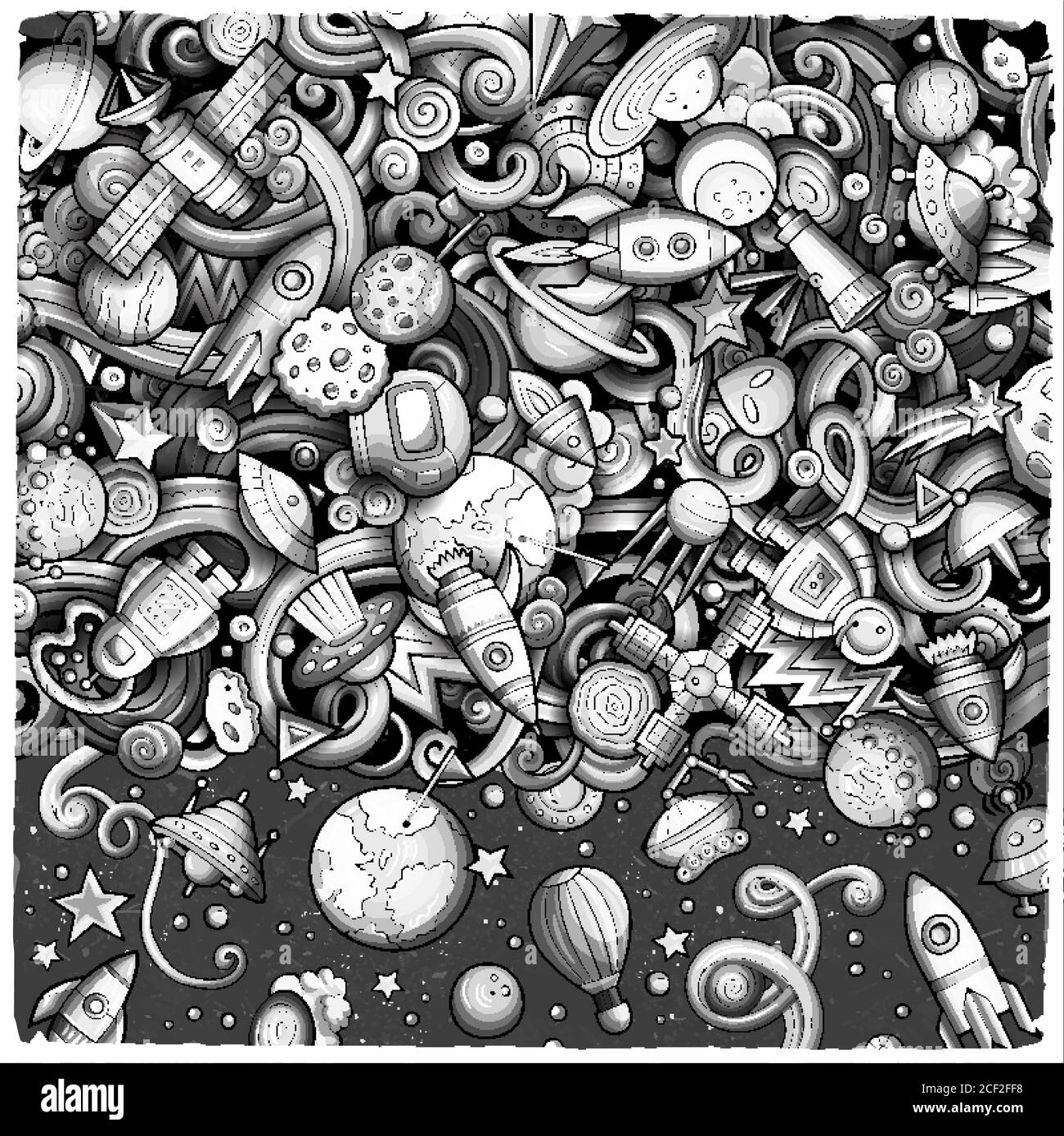 Cartoon cute doodles Space frame card Stock Vector Image & Art - Alamy