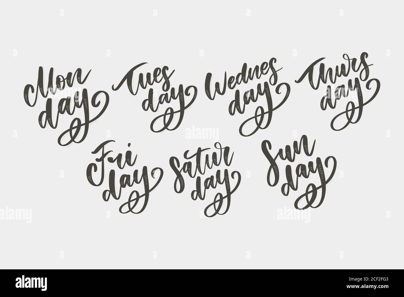 Days of the week in English lettering style on a black background for  printing and design.Vector illustration. 17116783 Vector Art at Vecteezy