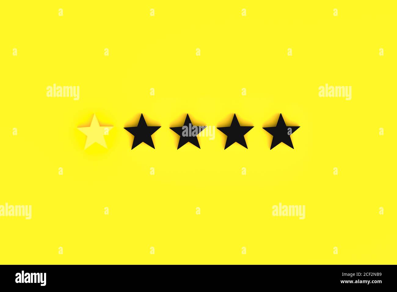 Five star service rating concept on yellow background, 3D rendering ...