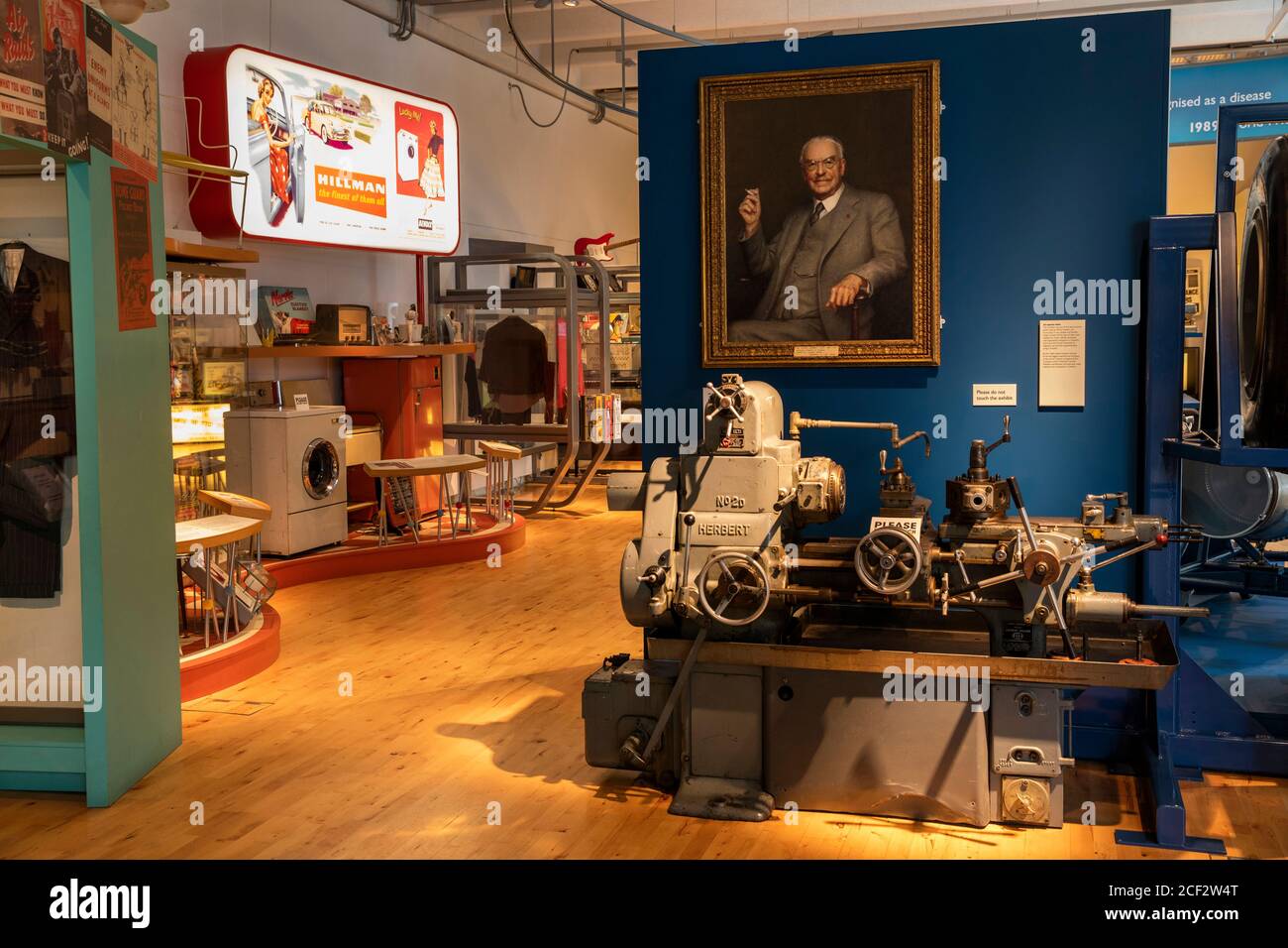 UK, England, Coventry, University Square, Herbert Art Gallery and Museum, engineering display Stock Photo