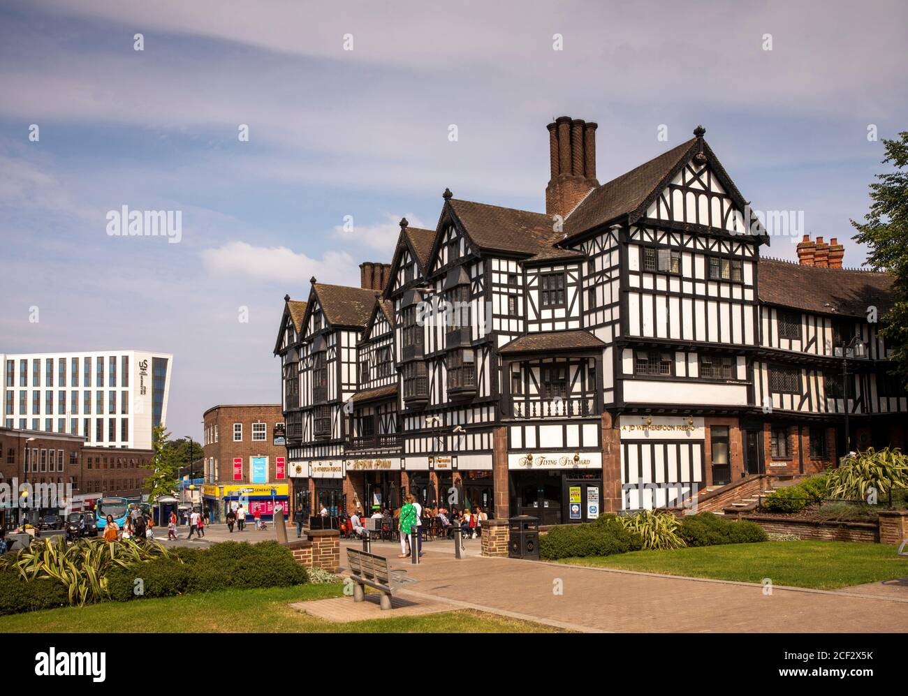UK, England, Coventry, Trinity Street, Flying Standard pub in timber framed building Stock Photo