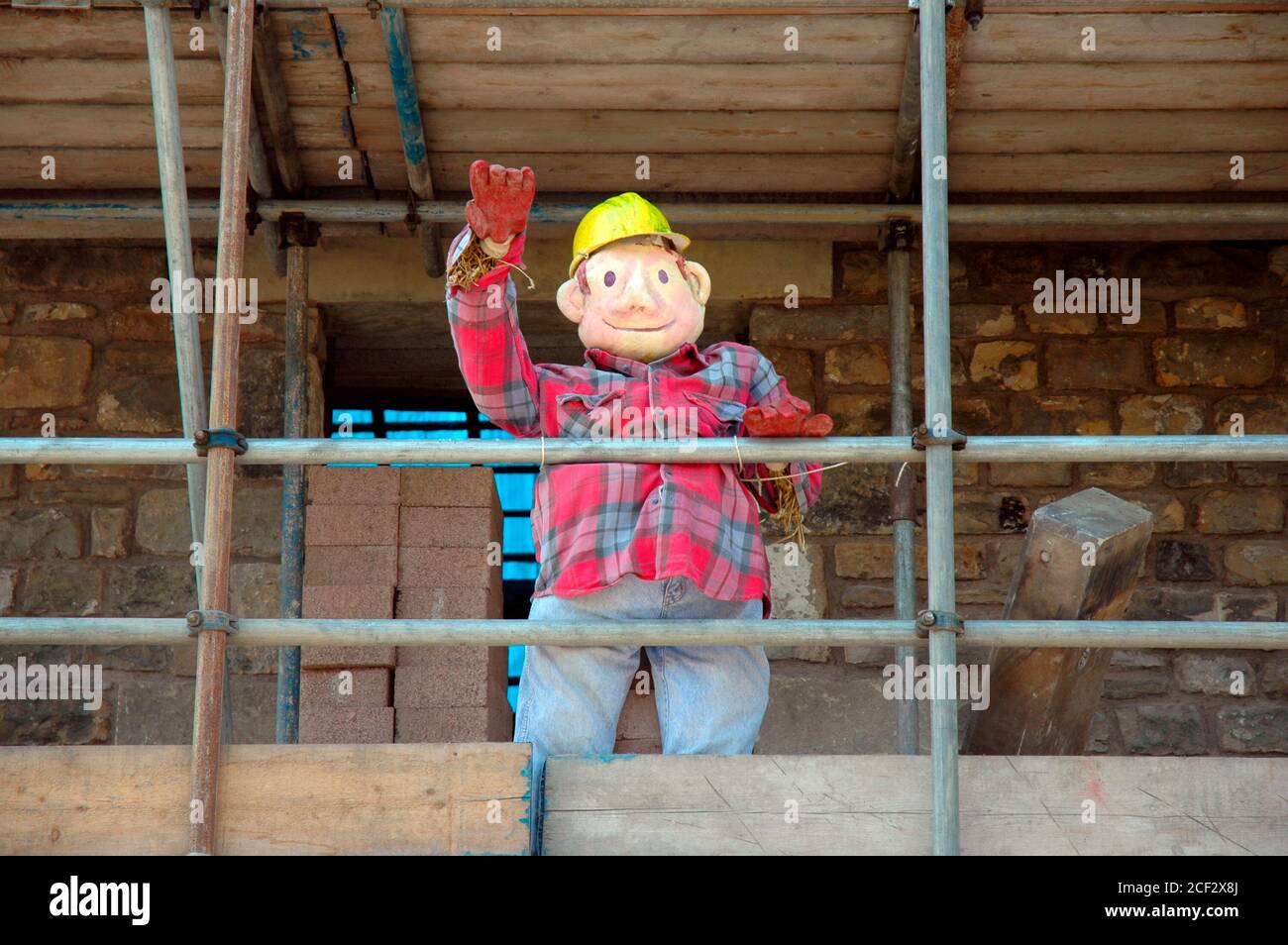 An exhibit at the Scarecrow Festival held annually at the village of Wray, near Lancaster, UK.  Bob the Builder Stock Photo